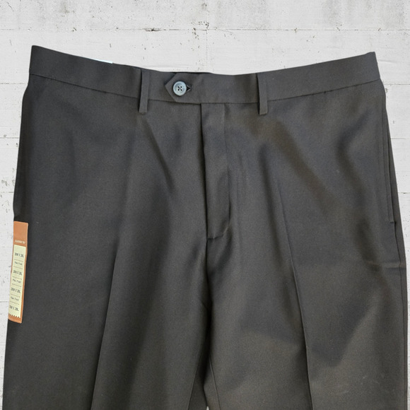 Haggar Black Classic Fit Straight Leg Cross Weave Heather Dress Pants Size 38x29 - Picture 3 of 6